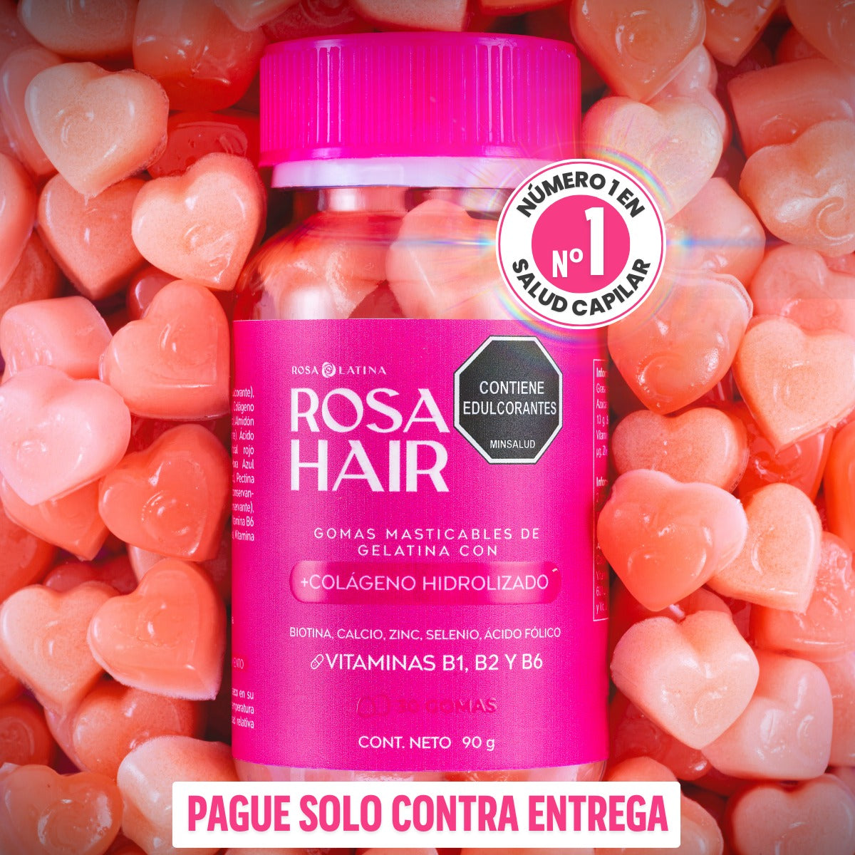 Rosa Hair™ GOMITAS FORTALECEDORAS DE BIOTINA