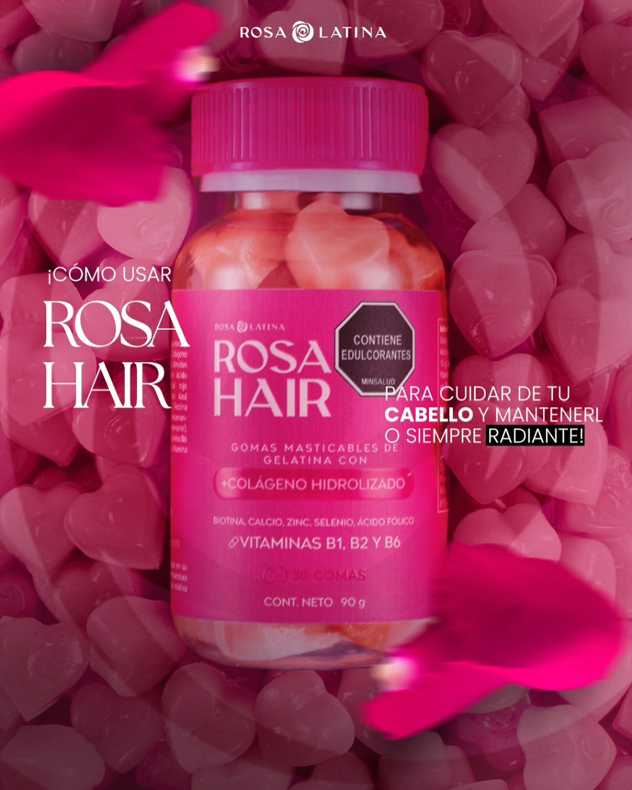 Rosa Hair™ GOMITAS FORTALECEDORAS DE BIOTINA